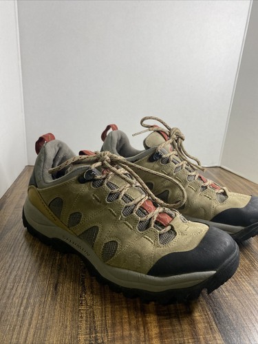 Salomon Beige Suede Leather Womens Size 8.5 USA Contagrip Hiking Trail Shoes