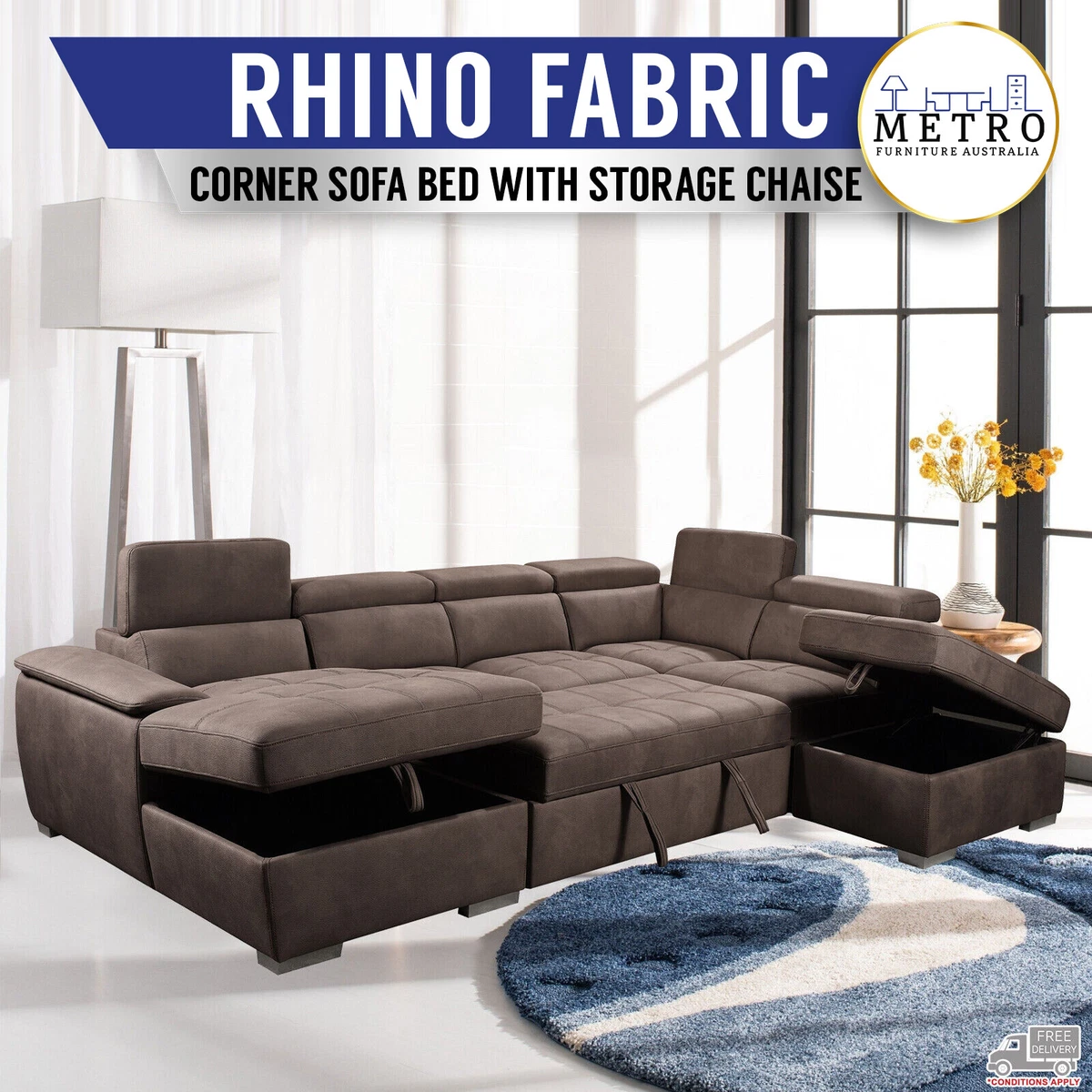 Modular Lounge With Sofa Bed Melbourne Baci Living Room