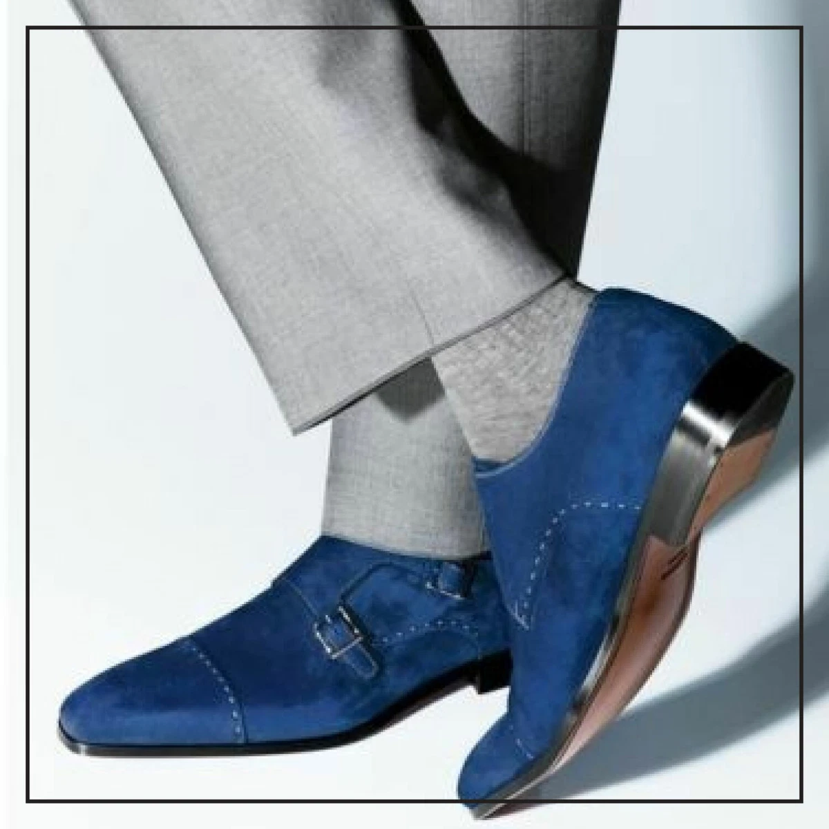 Blue suede deals monk strap shoes
