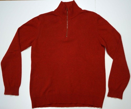 Mens OSVALDO BRUNI BASIC Wool Blend Jumper Zip Neck Pullover Red Size L - Picture 2 of 12