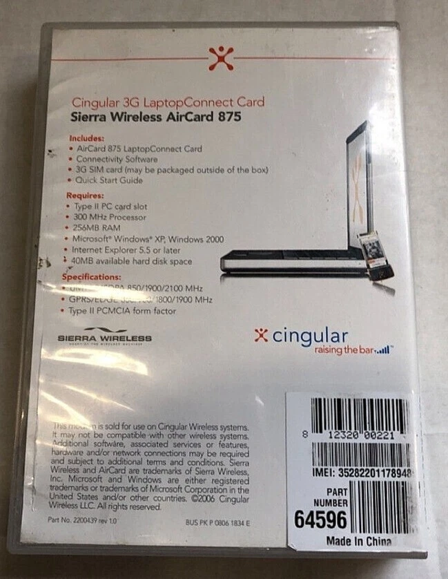 Sierra Wireless AirCard 875 Cingular 3G Laptop Connect Card Broadband Connect - Image 2 of 4