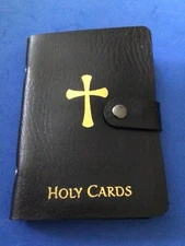 Holy Card holder Folder Black Gold 20 pages snap close free holy card