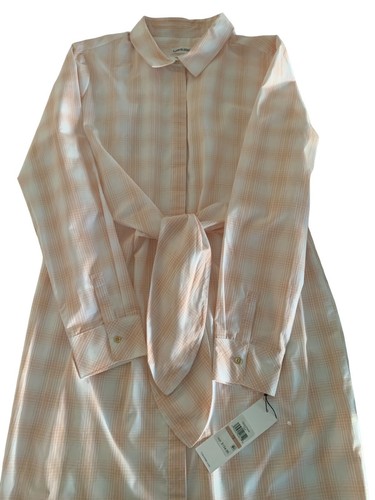 NEU! Calvin Klein Damen Langarm Hemdkleid Größe 12 PINK & WEISS KARIERT - Bild 10 von 18