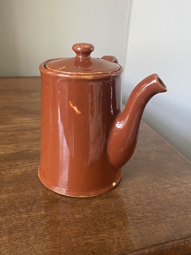 VINTAGE gres marrón chocolate caliente o cafetera 1 1/2 pinta casa de campo rústica - Imagen 2 de 10
