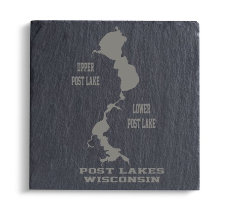 Post Lakes Wisconsin Custom Engraved Slate Coasters - Picture 1 of 3