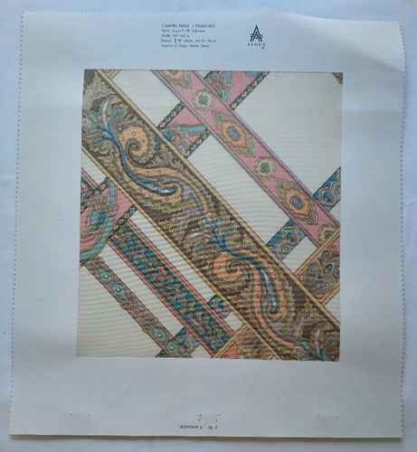 Fabric Sample Brunschwig Fils Campin 16" X 17.5" Geometric Paisley Cream - Picture 3 of 7