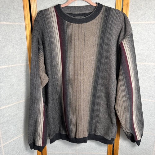 Men's XL Vintages 90s Knights Striped Coogi Style Crewneck Pullover Sweater