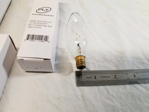 12-Pk PLT 25w Candelabra/ Chandelier Clear Light Bulbs E12 Base Torpedo Tip Bulb - Picture 7 of 7