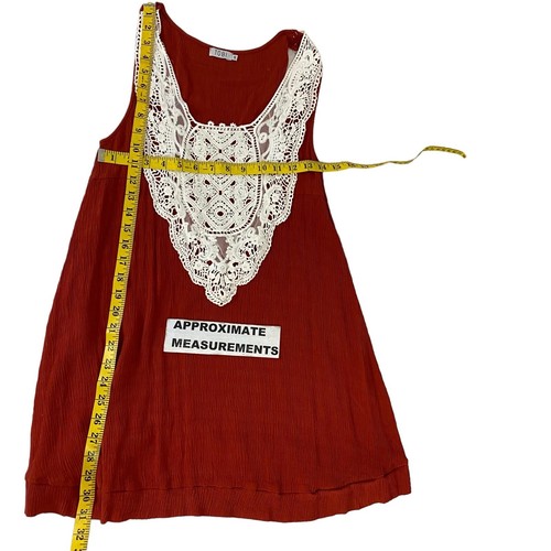 TOBI Dress Womens Small Orange Sleeveless Crepe Crochet Lace Beach Boho Vacation - Picture 4 of 13