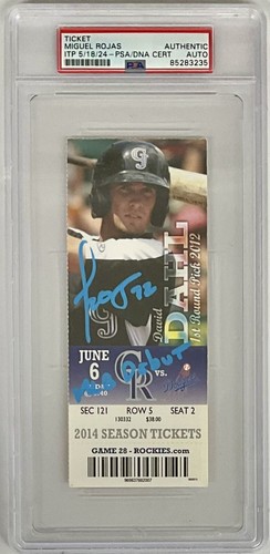 MIGUEL ROJAS DODGERS SIGNED MLB DEBUT 06/06/14 TICKET STUB PSA ITP 85283235 - Picture 2 of 5
