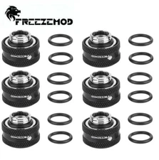 6 Pcs FreezeMod G1/4 to 16mm Compression Connector Fitting for Rigid TUBE Black