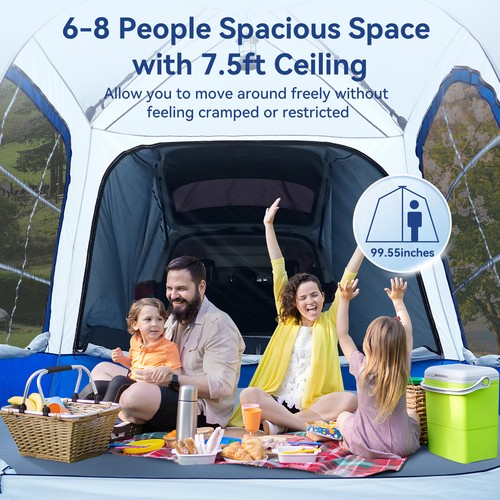 SUV Tent for Camping 6-8 Person Pop Up Car Truck Tent with Vestibule & Canopy - Picture 3 of 17