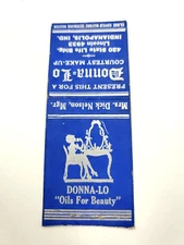Donna-Lo Oils For Beauty Makeup Inianapolis Indiana Matchbook Cover