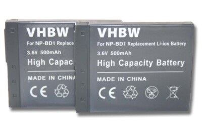 2x Akku für Sony Cybershot DSC-T200 DSC-T300 DSC-T500 DSC-T2 DSC-T70 500mAh 3,6V