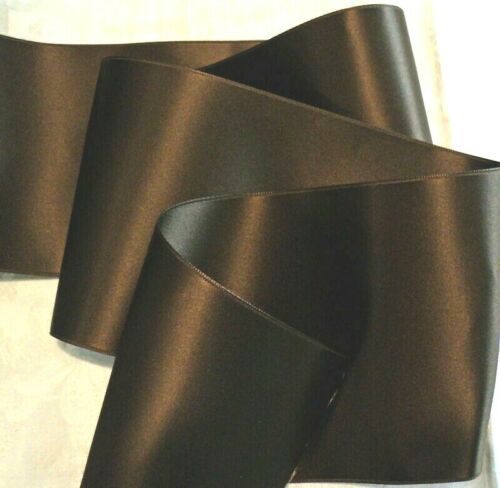2-3/4" WIDE SWISS DOUBLE FACE SATIN RIBBON-COFFEE BEAN BROWN - Picture 1 of 1