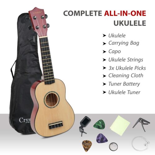 21" Soprano Beginners Ukulele with Gig Bag, Felt Pick & Spare Strings – Natural - Picture 2 of 7