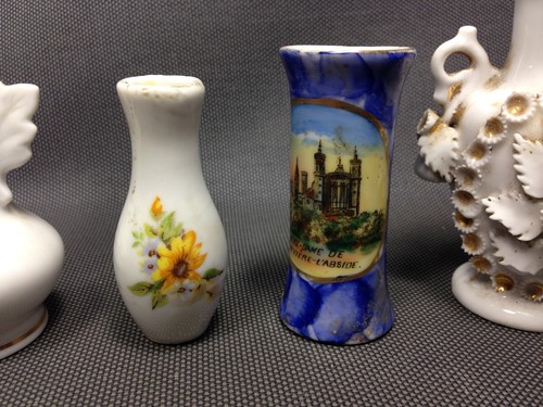 Lot anciens petits vases soliflores céramique porcelaine de Paris déco vintage - Picture 4 of 6