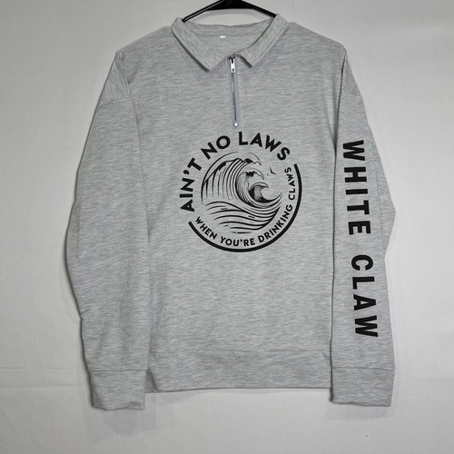 White Claw Hard Seltzer Collar Shirt Size M Gray “Ain’t No Laws” Logo