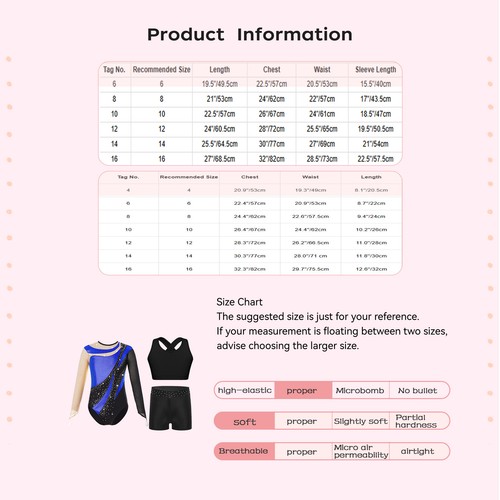Kids Girls Long Sleeve Leotard Dance Bodysuit Crop Tops Vest with Shorts Set - Picture 36 of 80