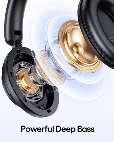 TAGRY Active Noise Cancelling Headphones 100H Playtime Wireless Over Ear Blue... - Picture 4 of 6