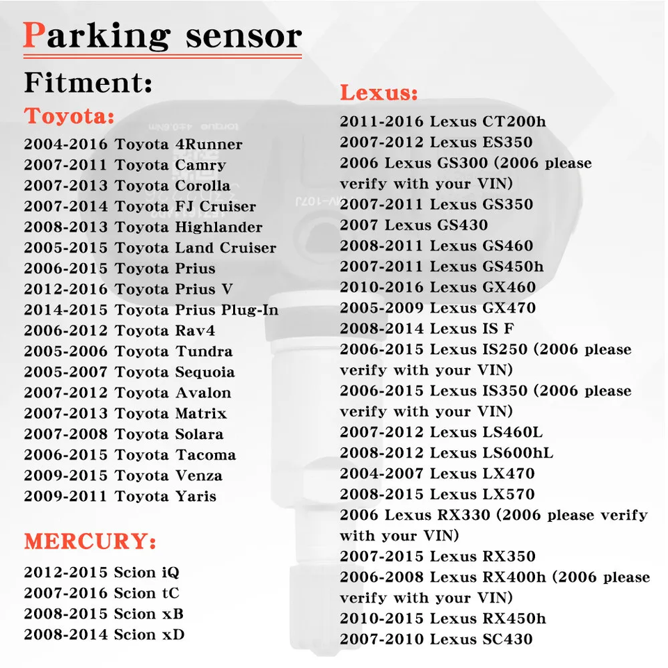 TPMS Replace 4260733021 PMV107J 315MHz For Toyota