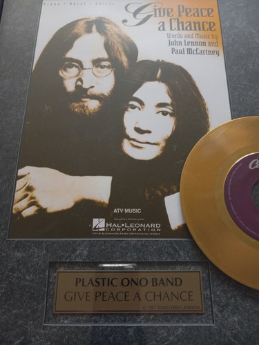 1997 JOHN LENNON KUNSTSTOFF ONO BAND GIVE PEACE A CHANCE 24K GOLD LIMITIERTE EDITION - Bild 5 von 8