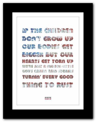 Arcade Fire Wake Up Song Lyric Typography Art Poster Print