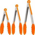 Kitchen Tongs for Cooking with Silicone Tips, Heat Resistant Orange 