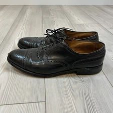 Mens Allen Edmonds 10.5 Strand Black Leather Cap Toe Dainite Oxford Dress Shoes