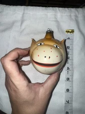 Vintage De Carlini Hand Blown Glass & Hand Painted Monkey Christmas Ornament