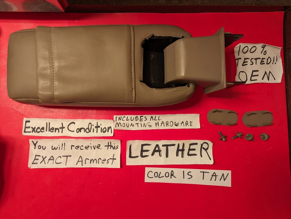 ✅ OEM 1991-1994 FORD EXPLORER EDDIE BAUER REPOSABRAZOS CUERO CONSOLA CENTRAL TAPA Foto 2 de 4