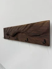 Unique Wood Key Holder Wall Mounted With 5 Hooks Key Organiser