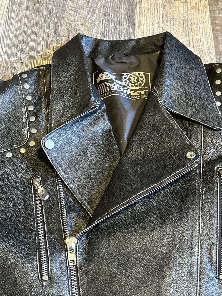 Y2K Vintage No Fear Leather Motorcycle Jacket Large | eBay