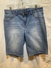 d. jeans Bermuda Denim Shorts Light Blue Stone Wash Cotton Blend - Size 12