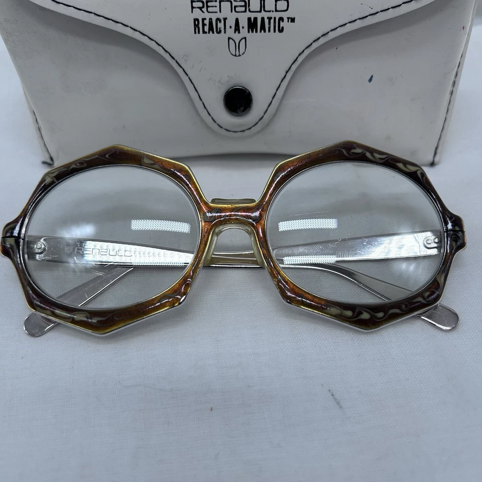 Gafas Renauld de colección aspecto dorado/tortuga React-A-Matic marcos octágonos RARAS EE. UU. Foto 2 de 4