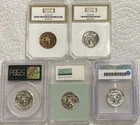 Five Silver Washington Quarter | 1950s & 1960s | 5 Silver 25c Lot