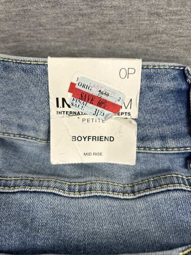 New INC Women’s Denim Mid-Rise Boyfriend Jeans With Leopard Print Insets Size 0P - Picture 21 of 24