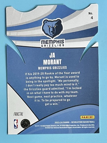 Ja Morant 2023-24 Panini Revolution #4 Liftoff! Fractal Die Cut Memphis - Bild 2 von 2