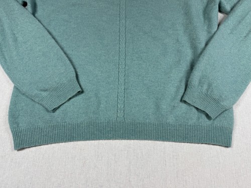 APT 9 Sweater Women’s Large Blue 100% Cashmere Blue Long Sleeves Pullover V Neck - Picture 2 of 9