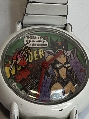 Vintage Wonder Woman Mechanical Wristwatch White Metal Band MANUAL WIND 1986 - Picture 2 of 6