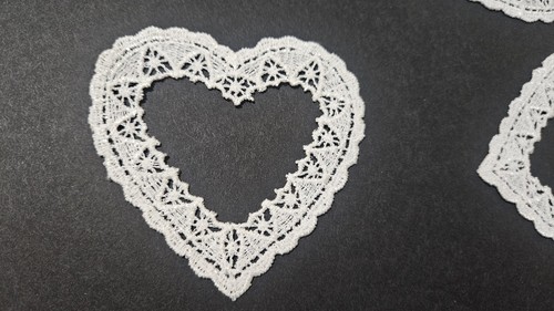Lot 48 Vintage ? Lace Crochet Heart Applique Appliques Trim Craft Sewing 3" Wide - Picture 3 of 10