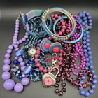 Vintage Mixed Costume Jewelry Lot Rhinestone Chunky Bead Necklace Bracelet Retro
