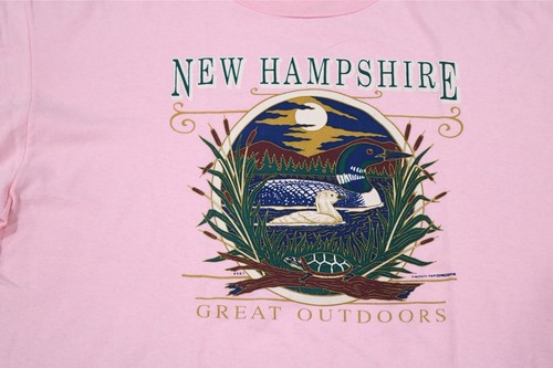 VINTAGE 1995 NEW HAMPSHIRE MENS XL GREAT OUTDOORS PINK TOURIST SOUVENIR T-SHIRT - Picture 7 of 11