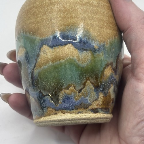 Vintage handgeworfene Kunstkeramik Vase Southwestern Desert Farben signiert - Bild 6 von 10