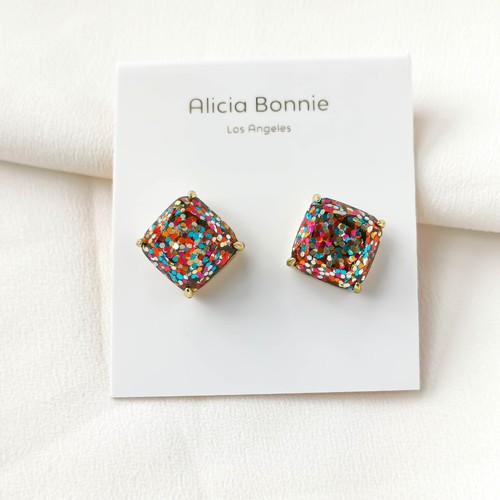 Alicia Bonnie Sugarcube Colorful Glitter Multi Earrings | NEW