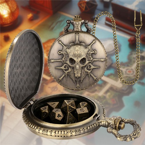 Set dadi piccoli poliedrici Dungeons & Dragons in metallo 7 pezzi RPG DND gioco custodia tascabile - Foto 1 di 17