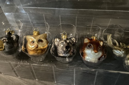 Vtg DEPT 56 Animal Mini Glass Ornament Set of 6w/ Metal Tag - Picture 12 of 13