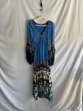 FARM Rio Anika Tiles Blue Maxi Dress Multicolor Size S Fabric Pull