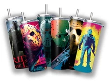 Jason Friday The 13th Horror 20 OZ STAINLESS STEEL TUMBLER CUP +LID/STRAW