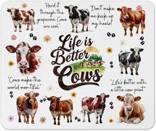 Life is better with Cats Dogs Horse Cows hobby Mouse mat pad (life...cows)
